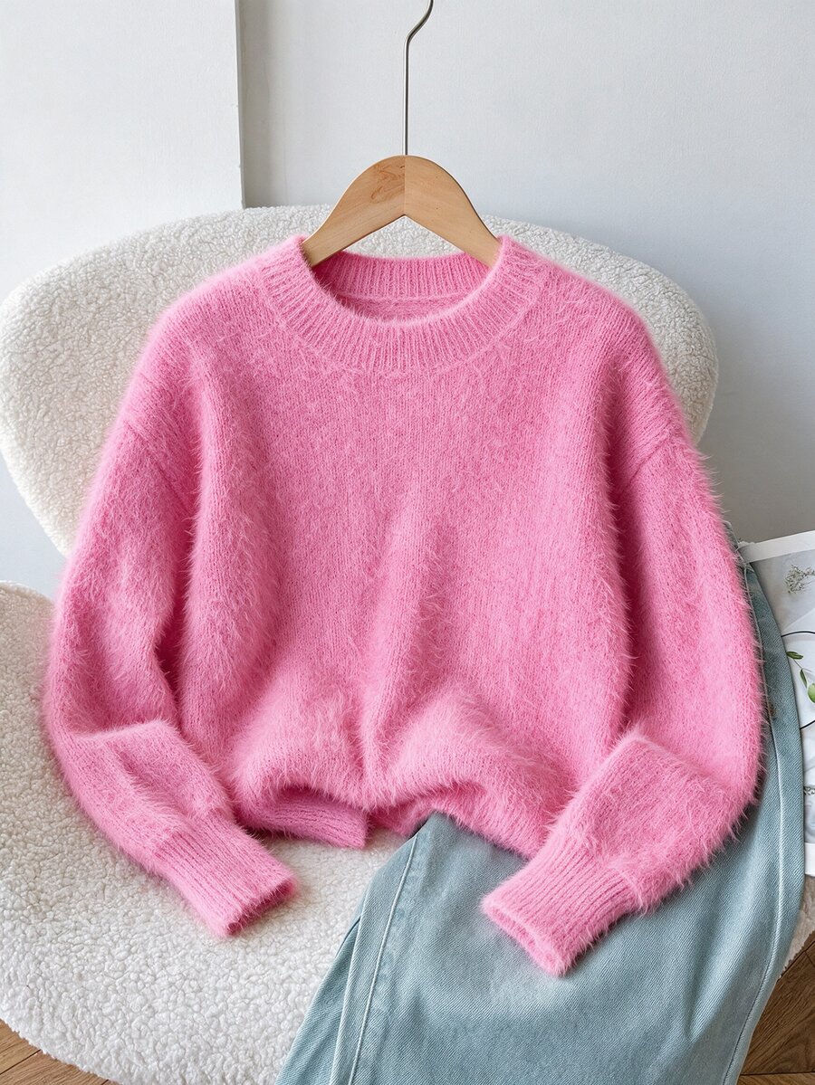 Elladie kids Cute Girls Pink Solid Pullover Sweater Fairy Back-To-School Autumn Clothes For Tween Young Girl Fashionable Loose Knit Bow Cardigan Style Top