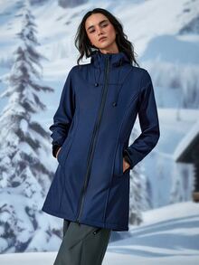 Exploreva Exploreva Women's Colorblock Casual Daily Outdoor Fleece Long Sleeve Jacket - Navy Blue - View 7