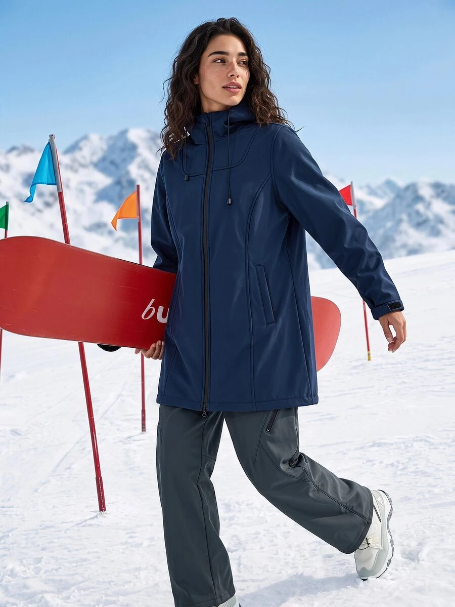 Exploreva Exploreva Women's Colorblock Casual Daily Outdoor Fleece Long Sleeve Jacket - Navy Blue - View 1