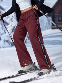 Exploreva Women's Casual Drawstring Waist Pocket Outdoor Long Pants Sports - Brown - View 1