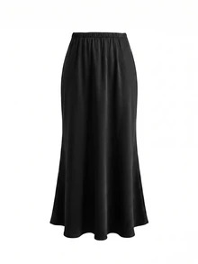 SHEIN Clasi 女款蕾絲拼接不對稱下擺上衣與魚尾裙兩件套 - 黑色 - 查看 4