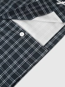 ROMWE MEN Prep Men's Lapel Short Sleeve Printed Plaid Casual Shirt - Multicolor - View 4
