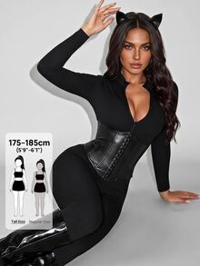 SHEIN Tall Women's Tall Jumpsuit, Sexy And Charming Halloween Style - Black - View 1