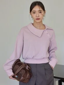 Dazy-Less Sweatshirt Wanita Longgar Warna Pink dengan Tudung dan Tali Serut, Lengan Panjang, Warna Polos, Saku Depan, Kasual, Musim Gugur/Dingin - Berwarna merah muda - View 1