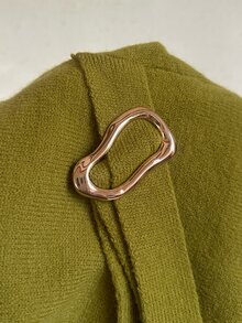 Aloruh Women's Elegant Stand Collar Olive Green Long Sleeve Waist Tie And Button Fitted Sweater,Women Fall Winter Sweater,Elegant Women's Top,Basic Tops - Olive Green - View 9