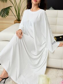 Al Najma Spring/Summer Striped Slimming Fashion Casual Commute Daily Versatile Lazy Women's Dress - Multicolor - View 4
