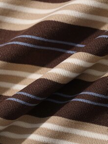 DAZY Men's Striped Crew Neck Long Sleeve T-Shirt, Multi-Color Graphic Tee Summer - Brown - View 6