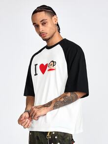 ROMWE MEN Paul Frank X ROMWE Men's Letter Cartoon Print Casual Daily Short Sleeve T-Shirt - White - View 8