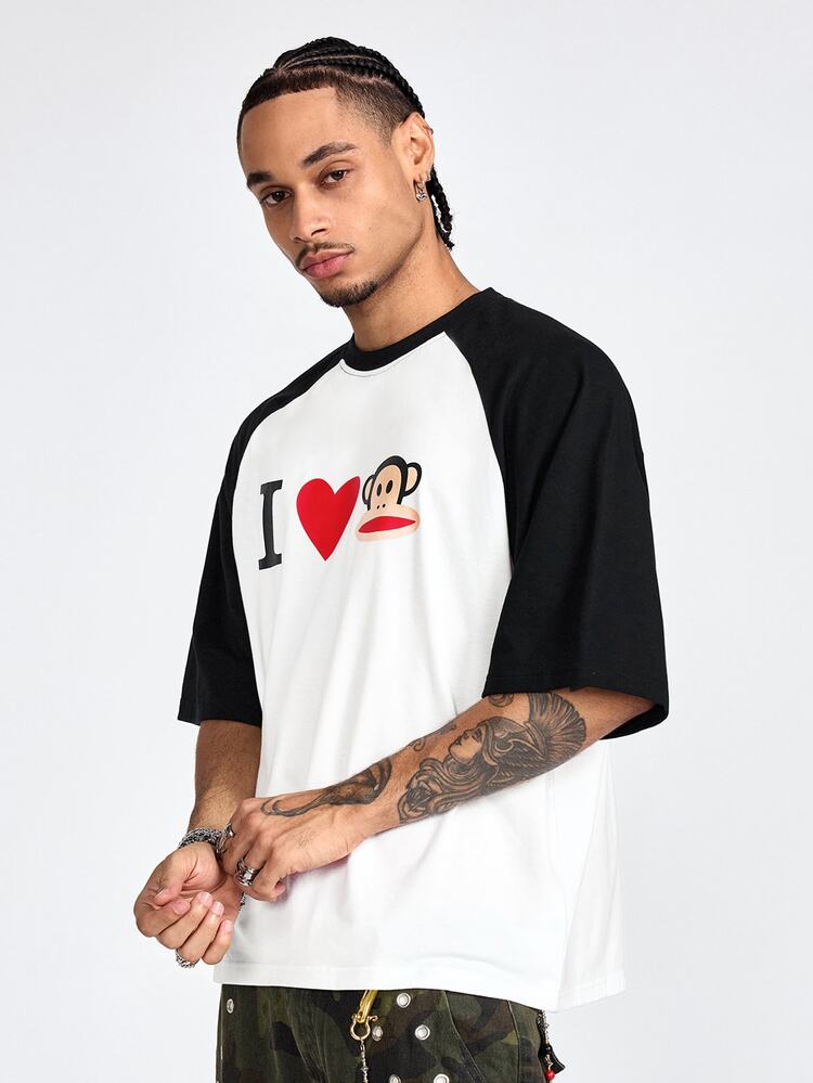 ROMWE MEN Paul Frank X ROMWE Men's Letter Cartoon Print Casual Daily Short Sleeve T-Shirt - White - View 8