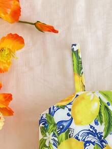 SHEIN 女宝宝可爱夏季度假碎花荷叶边吊带裙 - 彩色 - 查看 4
