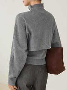 Dazy-Less 2PCS Women Sweater Co-Ords - Grey - View 2