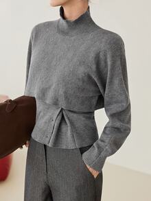 Dazy-Less 2PCS Women Sweater Co-Ords - Grey - View 4