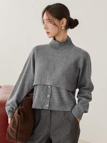 Dazy-Less 2PCS Women Sweater Co-Ords - Grey - View 1