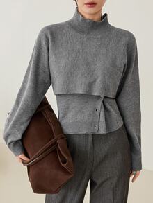 Dazy-Less 2PCS Women Sweater Co-Ords - Grey - View 3