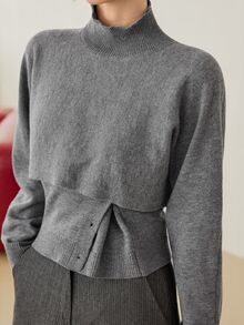 Dazy-Less 2PCS Women Sweater Co-Ords - Grey - View 5