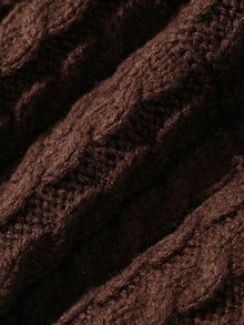 Dazy-Less Women's Vintage Cable Knit Button Front Long Sleeve Cardigan - Coffee Brown - View 7