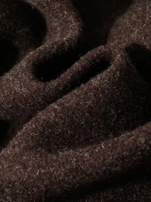 Dazy-Less Women's Winter Coffee Brown Lapel Button Long Sleeve Thick Wool Blend Cinched Waist Mid-Length Coat - Coffee Brown - View 8