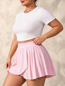 SHEIN Rhythm Era Camisetas y musculosas deportivas de talla grande para mujer - Blanco - Ver 4