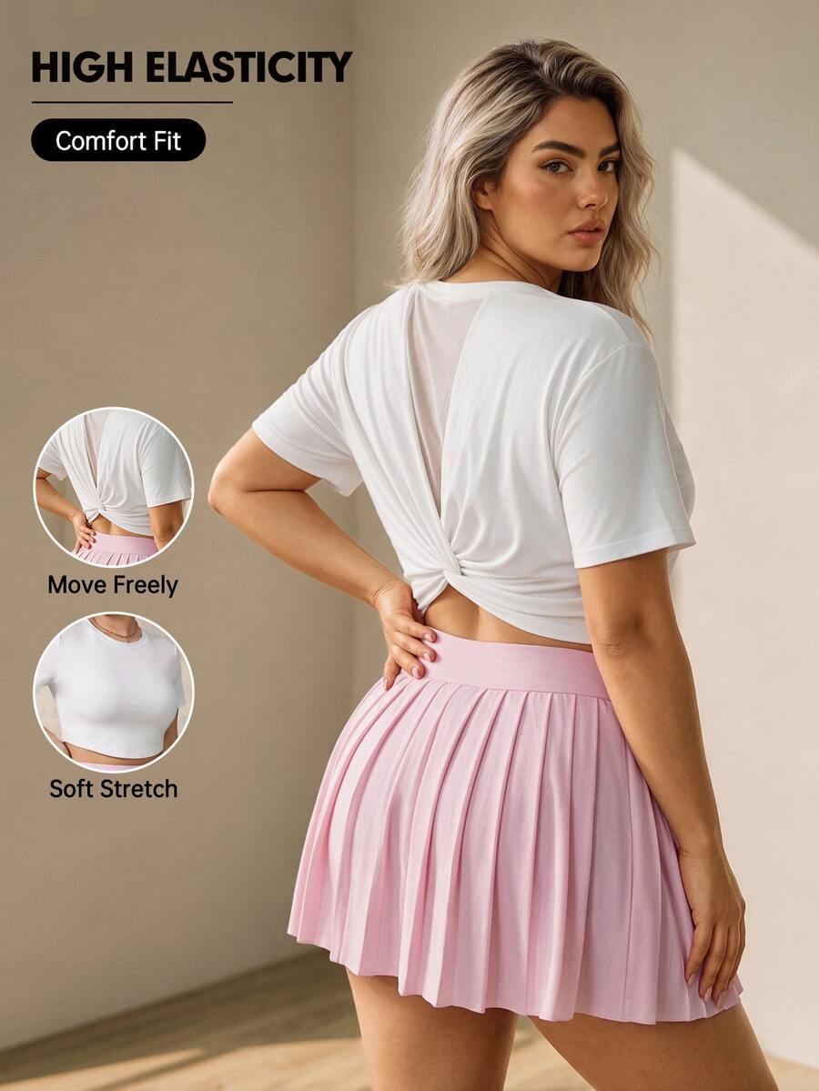 SHEIN Rhythm Era Camisetas y musculosas deportivas de talla grande para mujer - Blanco - Ver 1