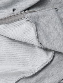 SHEIN MOD Sweatshirt Slim Fit Bermotif Bunga Abu-abu Muda Gaya American Vintage dengan Resleting - Light Grey - View 8