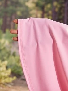 Exploreva Minimalist Casual Pink Back Slit Long Sleeve Outdoor T-Shirt - Pink - View 9
