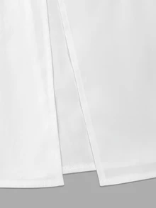 Glimmora Women's Summer Casual Solid Color One Shoulder Slit Long Dress - White - View 7