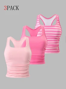 Sweetra 2026 New Women's Plus Size Tank Top 3 Pieces Set - Multicolor - View 3