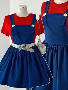 Sunspun Plus Size Women's Colorblock Pleated Fashion Summer Dress - Multicolor - View 1