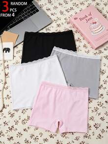 SHEIN 3 Random Piece From 4 Designs Girls Casual Hipster Panties, Designed In Pink, White, Black And Grey Autumn Fall - Multicolor - View 2