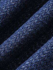 Dazy-Less Setelan Jaket Denim Pendek dan Rok Denim Warna Biru Tua Musim Gugur untuk Acara Santai Sehari-hari, Cocok untuk Makan Siang atau Makan Malam. - Medium Wash - View 3