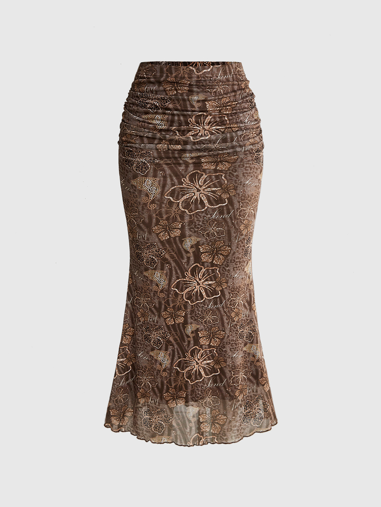 ROMWE Hippie Leopard Print Halter Top & Mermaid Hem Skirt - Multicolor - View 3