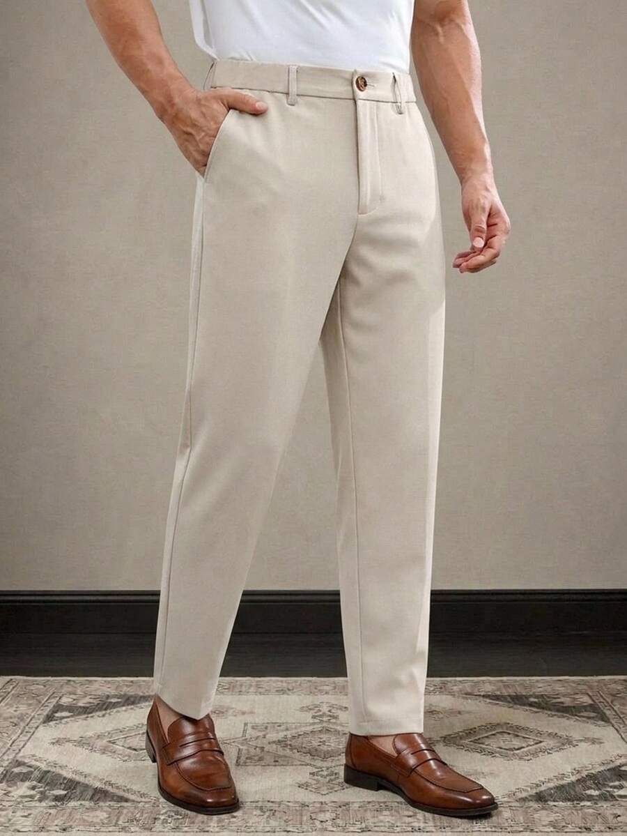 HIMLAND Men's Suit Pants, Slim Fit Straight Leg, Business Casual, Versatile, Breathable, Wrinkle-Resistant Halloween Winter Party Autumn