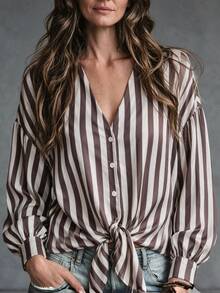 Hansera Striped Casual Daily Wear Shirt For Middle-Aged And Elderly Women - Multicolor - View 1
