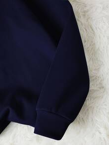 Teen Girl Fall Round Neck Letter Print Long Sleeve Street Style Sweatshirt Autumn , Holiday - Royal Blue - View 7