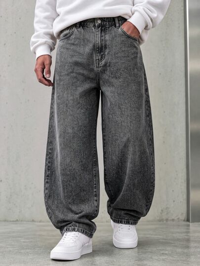 SHEIN Casuvi Kids Pantalones vaqueros de mezclilla para adolescente chico, desgastados, elegantes, holgados, tipo cargo, con estampado completo de cebra, espíritu escolar, para verano, ciclismo, gris, otoño e invierno