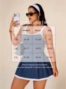 SHEIN Rhythm Era Spring/Summer Women's Sports Dress, Tennis, Navy Blue Colorblock, Thin Adjustable Straps, Hemline, Built-In Shorts Pockets Pickleball - Multicolor - View 2