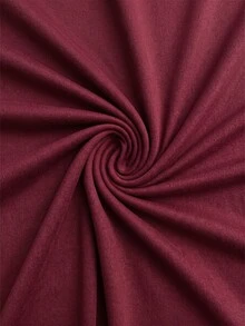 SHEIN Fashionable Elegant Casual Versatile Slim Fit U-Neck Long Sleeve Top And Straight Leg Pants 2 Pieces Set - Burgundy - View 5