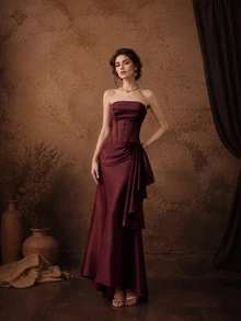 MOTF Soiréza WOMEN'S STRUCTURED BUSTIER EVENING COCKTAIL DRESS - Coffee Brown - View 2