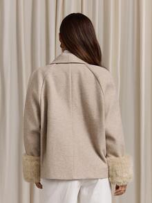 Aloruh Women's Solid Color Buckle Design Casual Versatile Wool Blend Jacket - Mocha Brown - View 2