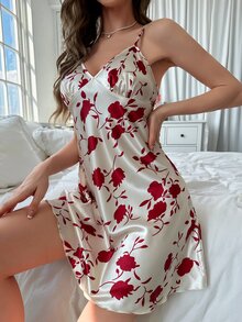 CottageSlumber Women's Contrast Color Print Camisole Nightgown - Apricot - View 3