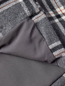 ROMWE Kawaii Y2K Vintage Retro Academy Plaid Cape Versatile Loose Wool Blend Regular Fit Women's Jacket - Grey - View 6