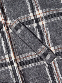 ROMWE Kawaii Y2K Vintage Retro Academy Plaid Cape Versatile Loose Wool Blend Regular Fit Women's Jacket - Grey - View 3