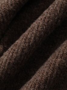 Joudiya Atasan Dalaman Rajut Bergaris Leher Tinggi Slim Fit Warna Cokelat Musim Gugur/Dingin, Lengan Lonceng, Kaos Wanita Elegan untuk Kantor, Perjalanan, dan Kencan - Coklat - View 9