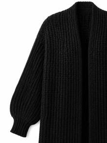 Balvessa Cardigan Panjang Rajut Tebal Longgar Terbaru untuk Musim Gugur/Dingin, Pakaian Luar Serbaguna - Hitam - View 6