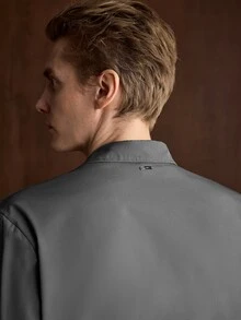 Manfinity Mode Men's Front Button Long Sleeve Pocket Casual Formal Shirt, Daily Wear, For Fall, Ceremony Style For Commuting - Grey - View 4
