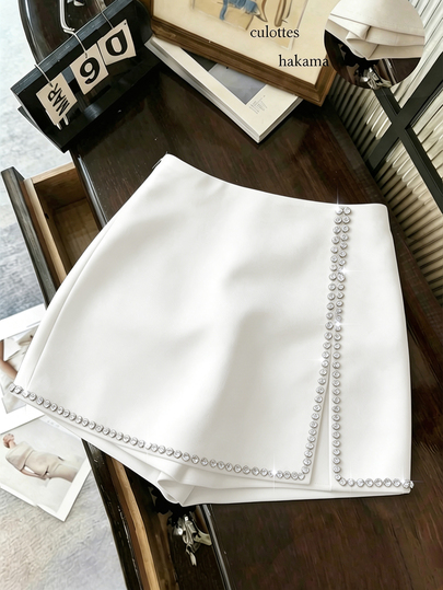 GlowEve CURVE Plus Contrast Rhinestone Trim Wrap Hem Skort Fall