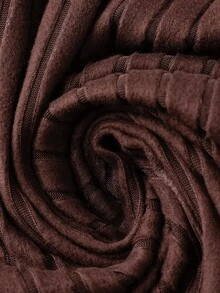 SHEIN LUNE CURVE Plus Size Coffee Brown Vertical Ribbed Knit Wide Leg Pants For Women, High Waist Elastic Drape Floor Length Long Pants, Soft Flattering Casual Knit Trousers For Autumn/Winter - Coffee Brown - View 5