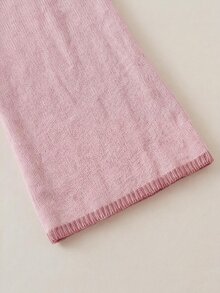 SHEIN 女童時尚紫色優雅刺繡針織毛衣套裝，套頭圓領針織毛衣 + 長褲 2 件套，適合秋冬、返校、休閒、外出、派對、購物 - 藕粉色 - 查看 7
