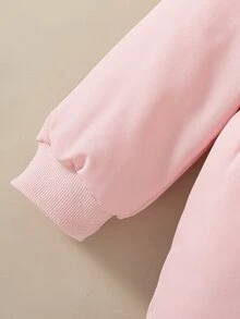 SHEIN Souflis 2件組女嬰秋冬百搭休閒加厚愛心毛絨法蘭絨收腰長版保暖外套 - 粉色 - 查看 8