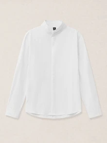Calmiston 男士棉質輕量面料 Polo 衫 | 白色領口上衣,適合日常、通勤、辦公、輕量運動與海灘穿著 - 白色 - 查看 4